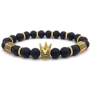 Bracelet Homme avec Couronne de couleur Or en Pierre - Mon Bracelet Homme