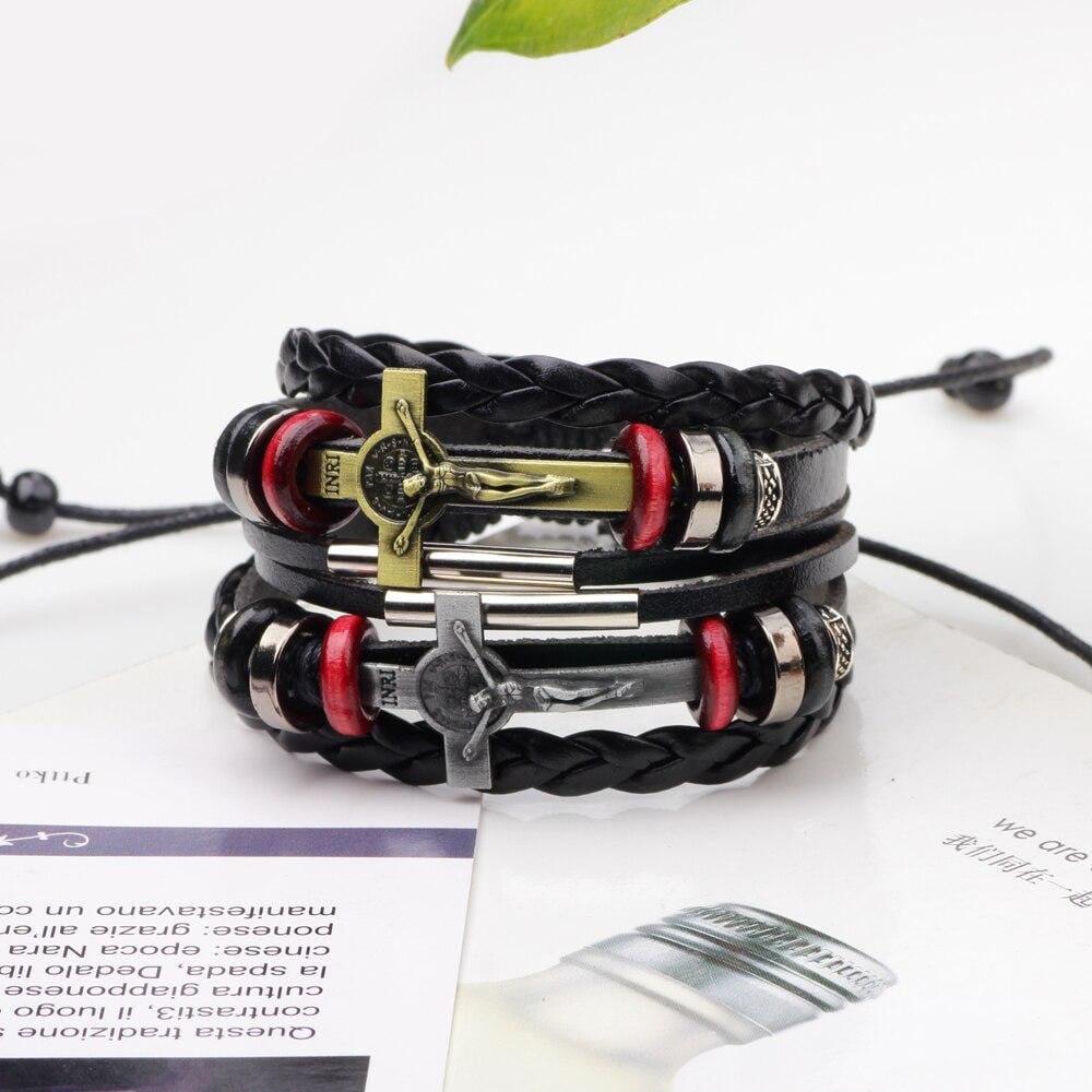 Bracelet Homme Croix Dorée Crucifix - Mon Bracelet Homme