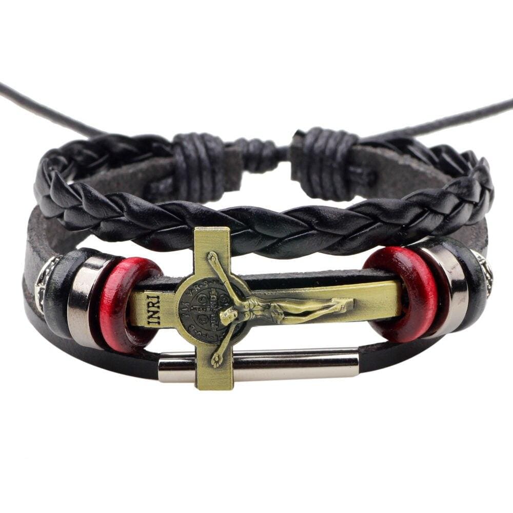Bracelet Homme Croix Dorée Crucifix - Mon Bracelet Homme