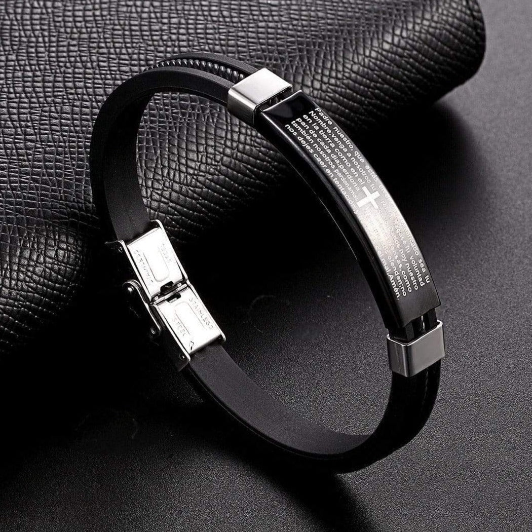 Bracelet Homme Croix et Bible Catholique en Silicone - Mon Bracelet Homme