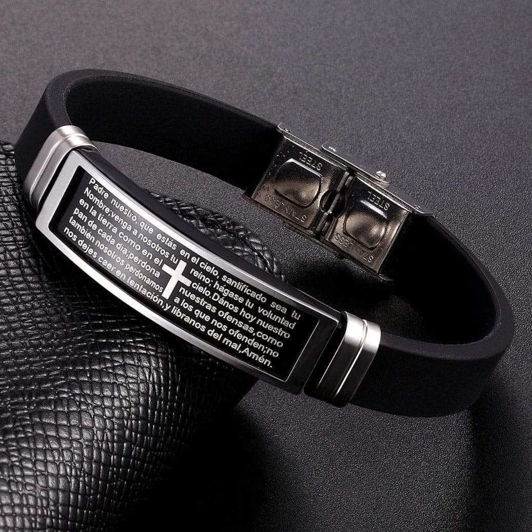Bracelet Homme Croix et Bible Catholique en Silicone - Mon Bracelet Homme