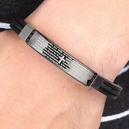 Bracelet Homme Croix et Bible Catholique en Silicone - Mon Bracelet Homme