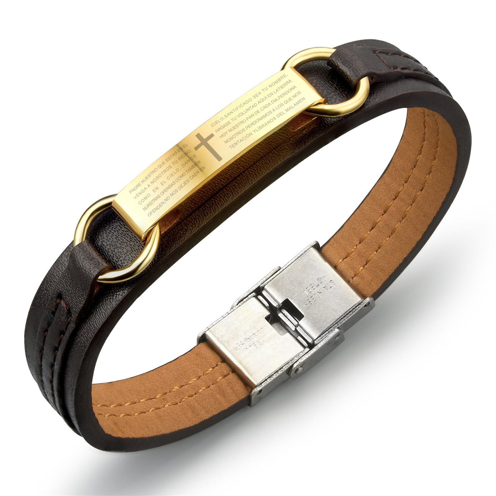Bracelet Homme Croix et Bible en Cuir - Mon Bracelet Homme