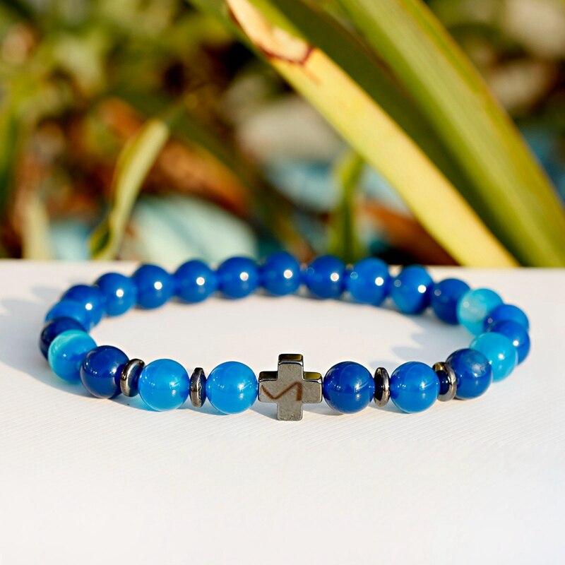 Bracelet Homme Croix Turquoise en Pierre - Mon Bracelet Homme