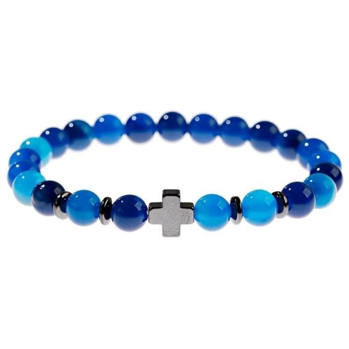 Bracelet Homme Croix Turquoise en Pierre - Mon Bracelet Homme