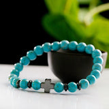 Bracelet Homme Croix Turquoise en Pierre - Mon Bracelet Homme