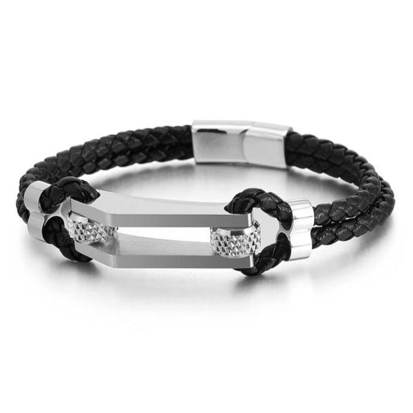 Bracelet Homme En Cuir PU Tressé - Bijou De Poignet - Neuf Avec étiquettes