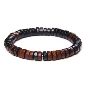 Bracelet Homme en Perles de Bois Noires et Marrons - Mon Bracelet Homme