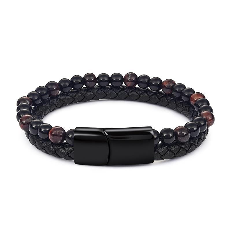 Bracelet Homme en Perles et en Cuir en Pierre - Mon Bracelet Homme