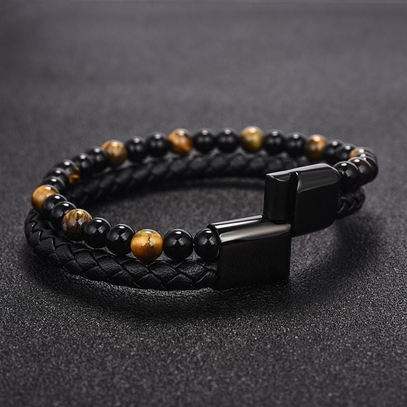 Bracelet Homme en Perles et en Cuir en Pierre - Mon Bracelet Homme