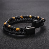 Bracelet Homme en Perles et en Cuir en Pierre - Mon Bracelet Homme
