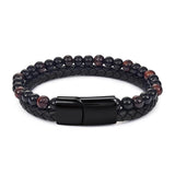 Bracelet Homme en Perles et en Cuir en Pierre - Mon Bracelet Homme