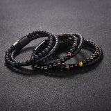Bracelet Homme en Perles et en Cuir en Pierre - Mon Bracelet Homme