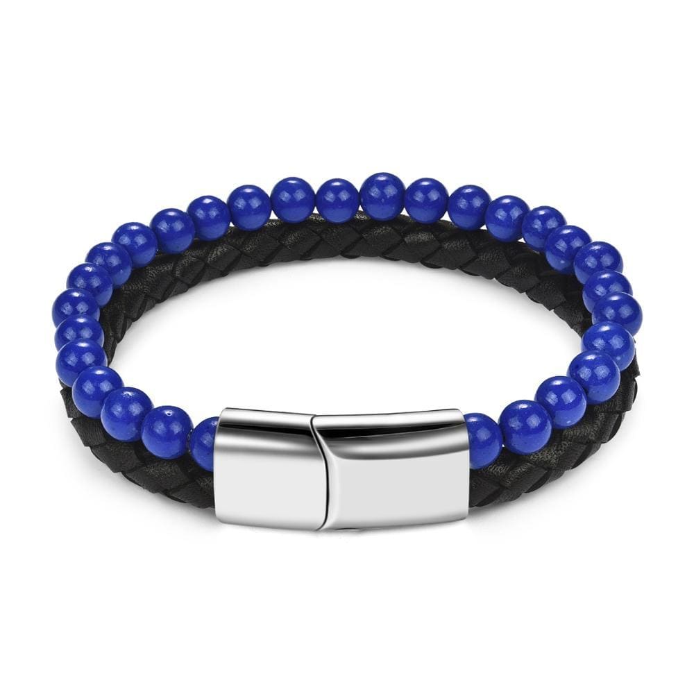 Bracelet Homme en Perles et en Cuir en Pierre - Mon Bracelet Homme