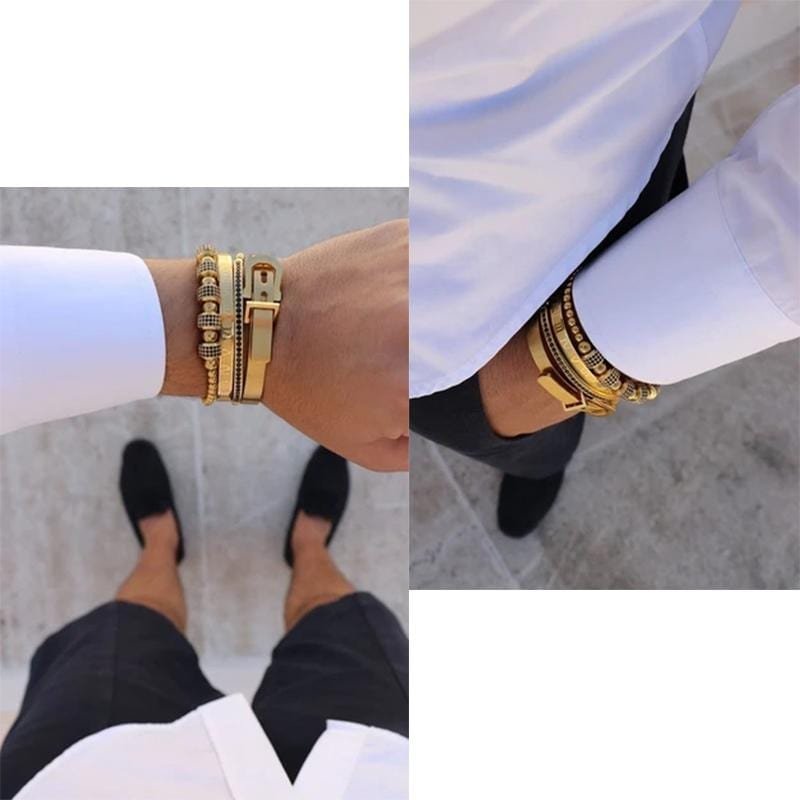 Bracelet Homme Luxe Or en Acier - Mon Bracelet Homme