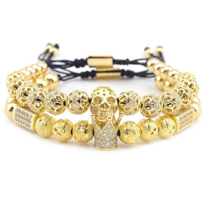 Bracelet Homme Luxe Tête De Mort en Perle - Mon Bracelet Homme