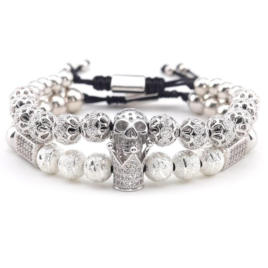 Bracelet Homme Luxe Tête De Mort en Perle - Mon Bracelet Homme