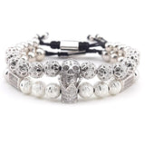 Bracelet Homme Luxe Tête De Mort en Perle - Mon Bracelet Homme