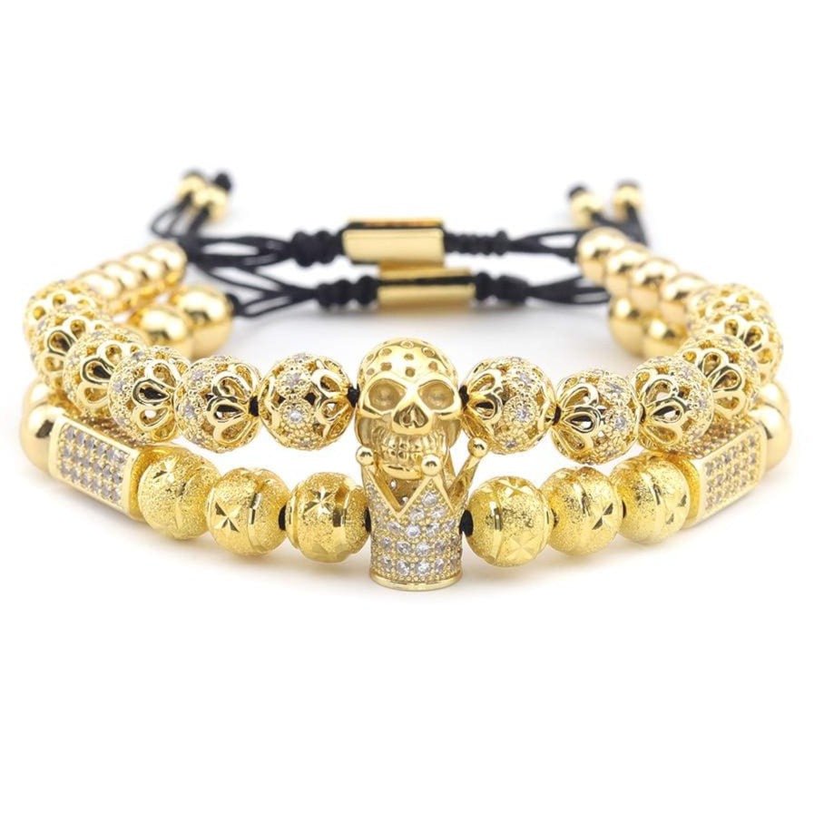 Bracelet Homme Luxe Tête De Mort en Perle - Mon Bracelet Homme