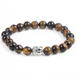 Bracelet Homme Oeil de Tigre Bouddha Argenté en Perle