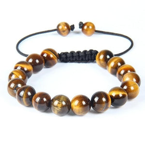 Bracelet Homme Oeil de Tigre Cordon Ajustable en Perle - Mon Bracelet Homme