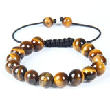 Bracelet Homme Oeil de Tigre Cordon Ajustable en Perle