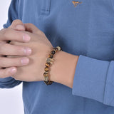 Bracelet Homme Oeil de Tigre et Couronne dorée en Perle - Mon Bracelet Homme