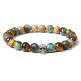 Bracelet Homme Oeil de Tigre et Crâne en Perle - Mon Bracelet Homme