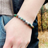 Bracelet Homme Oeil de Tigre et Crâne en Perle - Mon Bracelet Homme
