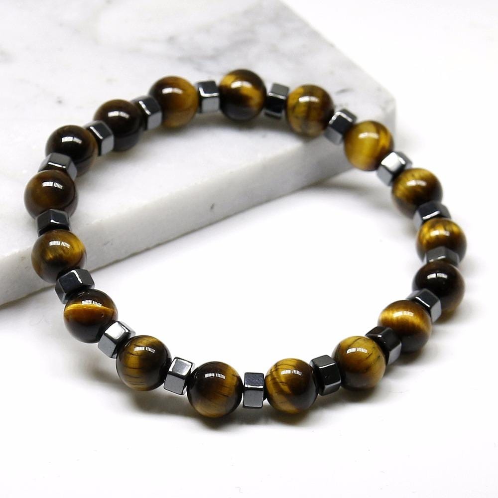 Bracelet Homme Oeil de Tigre et Hématite en Perles - Mon Bracelet Homme