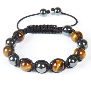 Bracelet Homme Oeil de Tigre et Hématite Shamballa en Perle - Mon Bracelet Homme