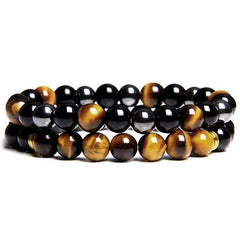 Bracelet Homme Oeil de Tigre et Pierres Naturelles en Perle