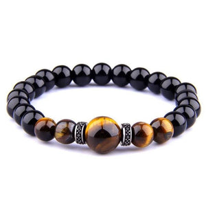 Bracelet Homme Oeil de Tigre Grosse Perle Centrale - Mon Bracelet Homme