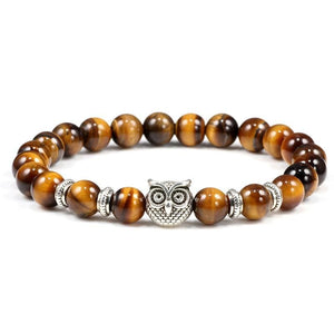 Bracelet Homme Oeil de Tigre Hibou en Acier en Perle - Mon Bracelet Homme