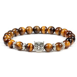 Bracelet Homme Oeil de Tigre Hibou en Acier en Perle - Mon Bracelet Homme