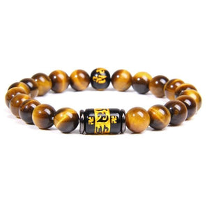 Bracelet Homme Oeil de Tigre Mantra Bouddhiste Tibétain en Perle - Mon Bracelet Homme