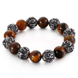 Bracelet Homme Oeil de Tigre Mantra Symbole en Perle