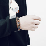 Bracelet Homme Oeil de Tigre Mantra Symbole en Perle - Mon Bracelet Homme