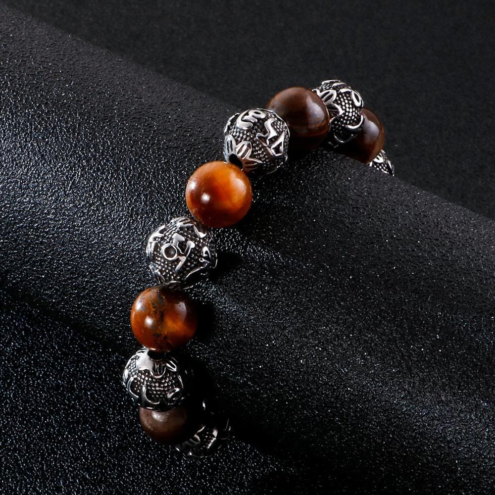 Bracelet Homme Oeil de Tigre Mantra Symbole en Perle - Mon Bracelet Homme