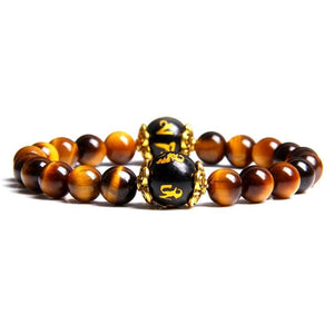 Bracelet Homme Oeil de Tigre Om Mani Padme Hum en Perle - Mon Bracelet Homme