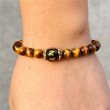 Bracelet Homme Oeil de Tigre Om Mani Padme Hum en Perle - Mon Bracelet Homme