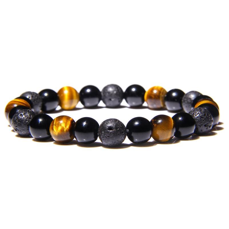 Bracelet Homme Oeil de Tigre, Onyx et Pierre de Lave en Perle - Mon Bracelet Homme