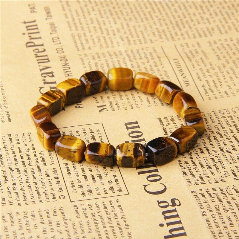 Bracelet Homme Oeil de Tigre Perles Rectangulaires en Perle - Mon Bracelet Homme