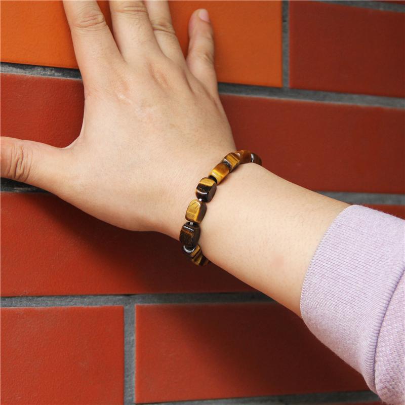 Bracelet Homme Oeil de Tigre Perles Rectangulaires en Perle - Mon Bracelet Homme
