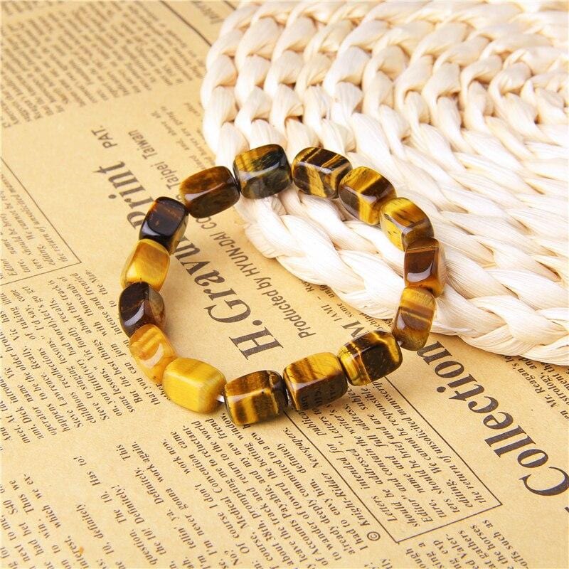 Bracelet Homme Oeil de Tigre Perles Rectangulaires en Perle - Mon Bracelet Homme