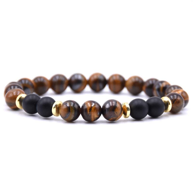 Bracelet Homme Oeil de Tigre Pierre Semi Précieuse en Perle - Mon Bracelet Homme