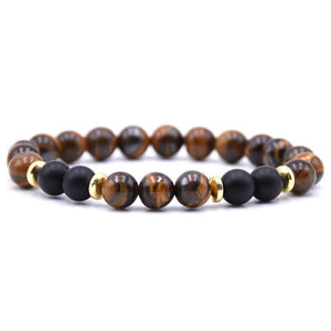 Bracelet Homme Oeil de Tigre Pierre Semi Précieuse en Perle - Mon Bracelet Homme