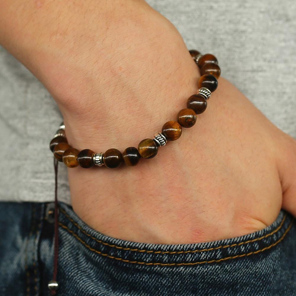 Bracelet Homme Oeil de Tigre Réglable en Perle - Mon Bracelet Homme