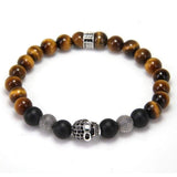 Bracelet Homme Oeil de Tigre Skull à la Mode en Perle - Mon Bracelet Homme