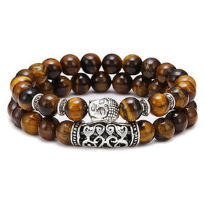 Bracelet Homme Oeil de Tigre Tête de Bouddha en Perle - Mon Bracelet Homme